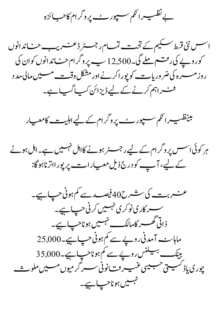 BISP New Payment 12500 Registration Procedure Start 2024